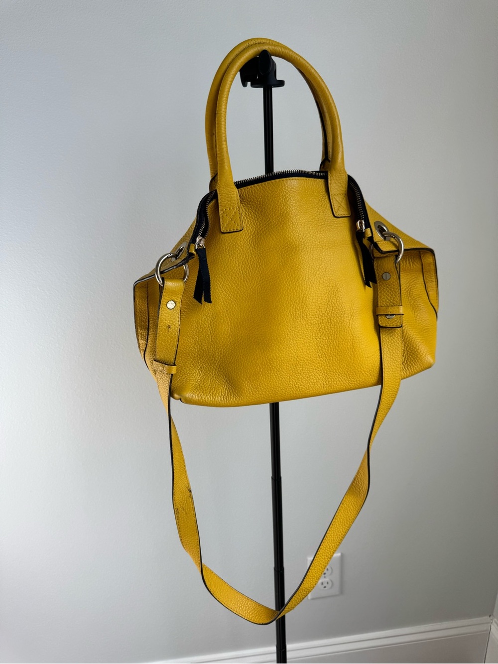 Boden Yellow Pebbled Leather Convertible Slouchy Satchel Bag Boho